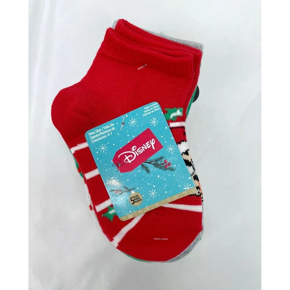 Disney Mickey Mouse Toddler Christmas Crew Socks 4-7 Donald Goofy Pluto 5 Pack
